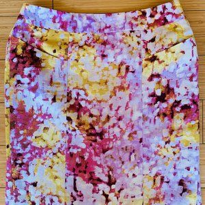 lLOFT Pink Yellow White Floral Pencil Skirt 00P